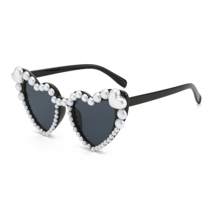 Heart-Shaped Pearl Accented Sunglasses