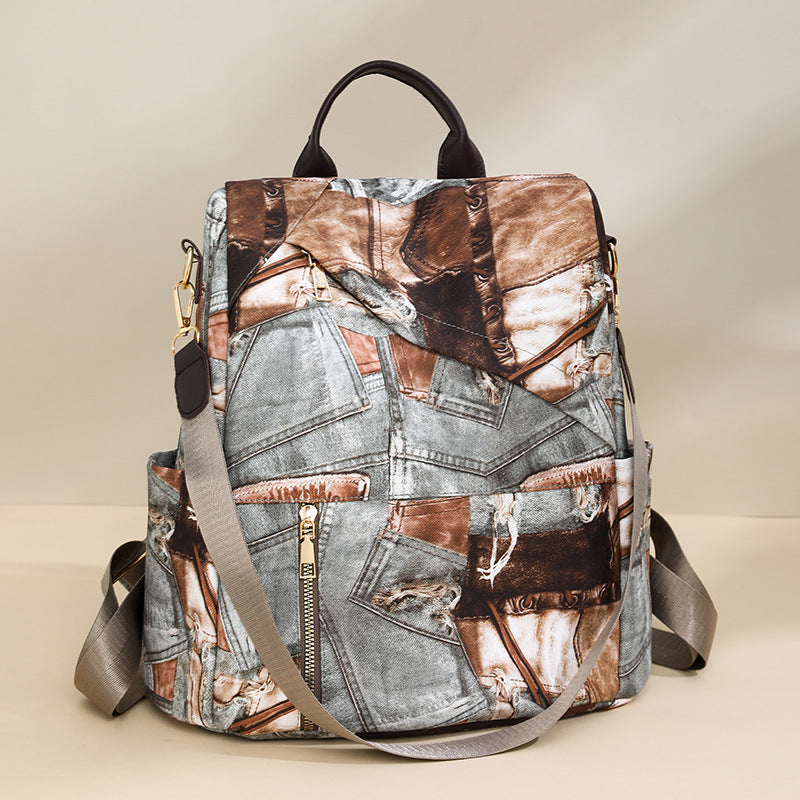 Artistic Patchrk Fabric Backpack Bowlift