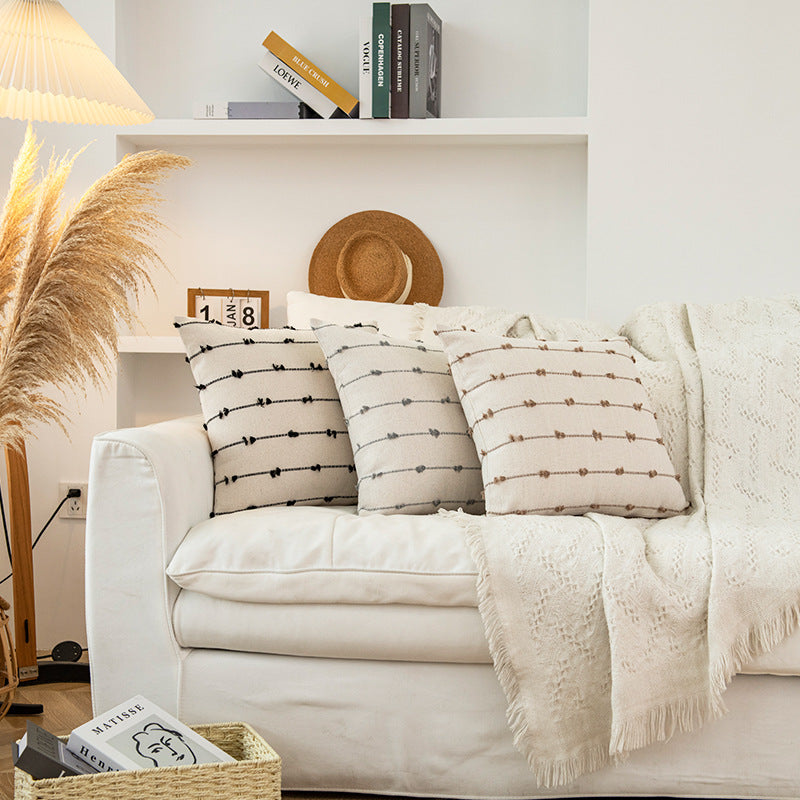 Textured Embroidered Decorative Pillow