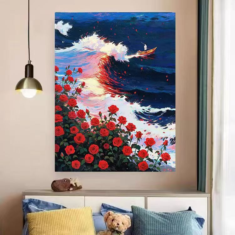 Heart and Floral Swirl Canvas Artwork Bowlift
