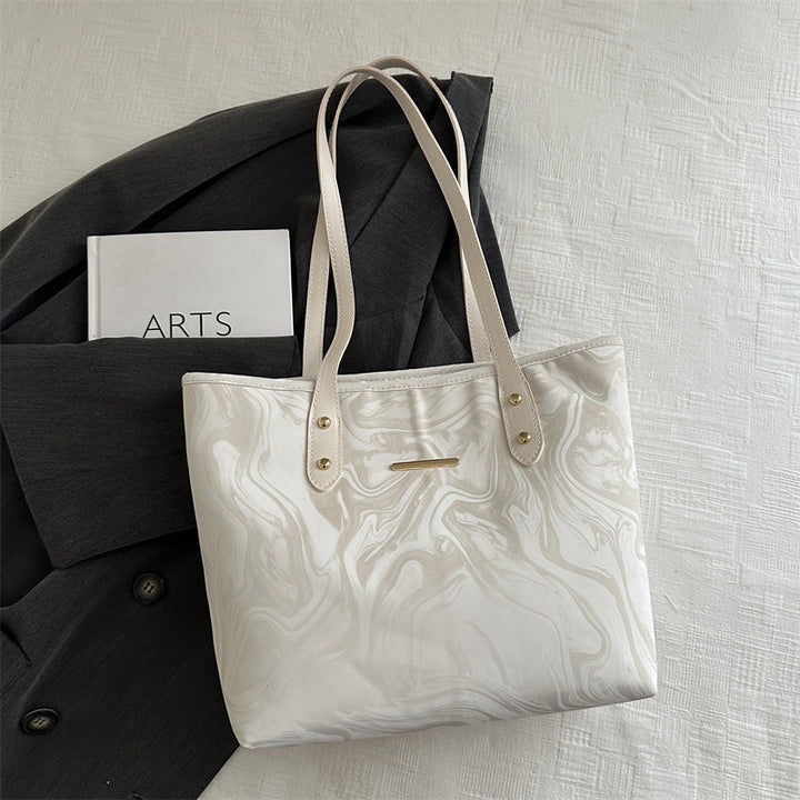 Stylish Marble Pattern Tote Bag Bowlift