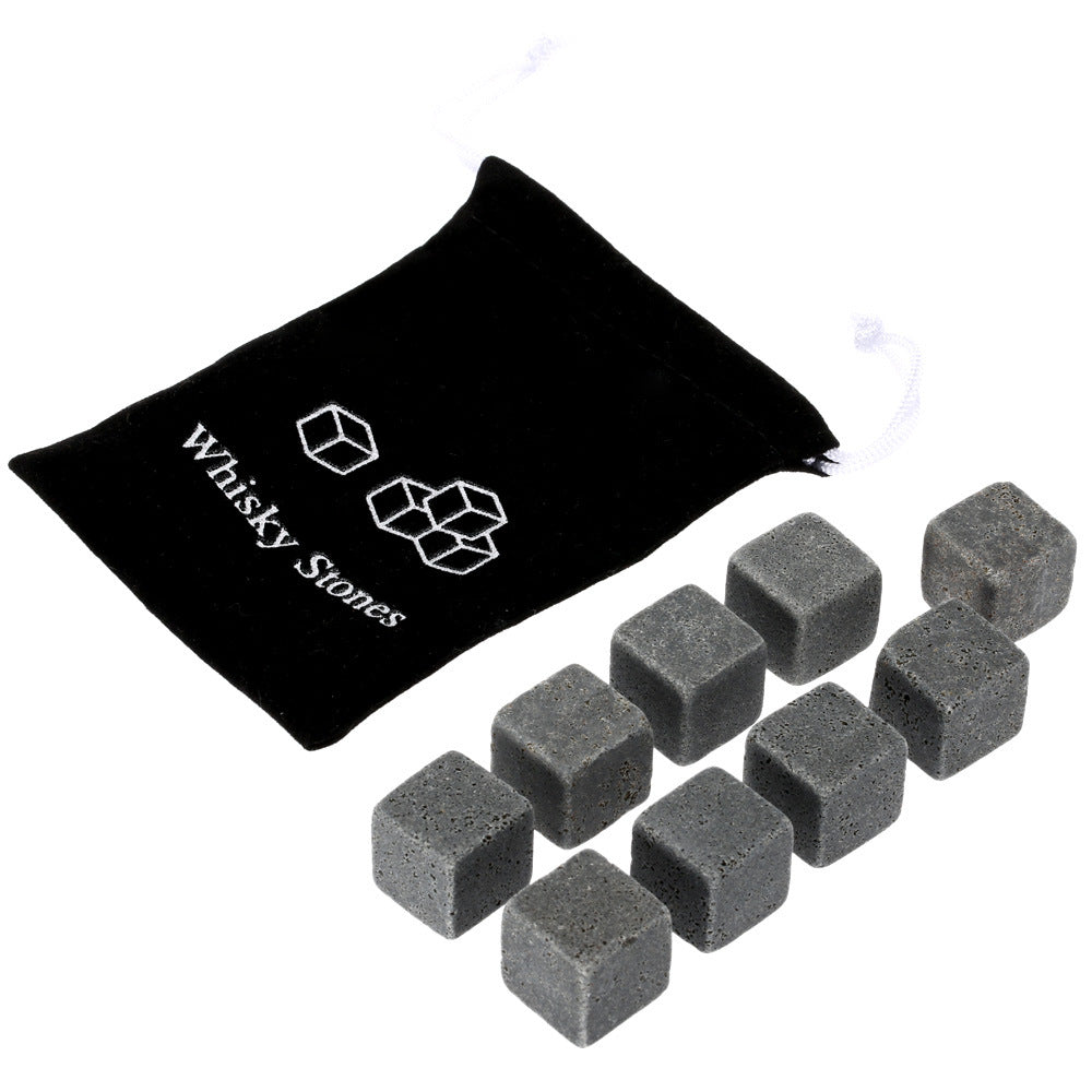 Reusable Whiskey Chilling Stone Cubes with Velvet Drawstring Pouch Bowlift