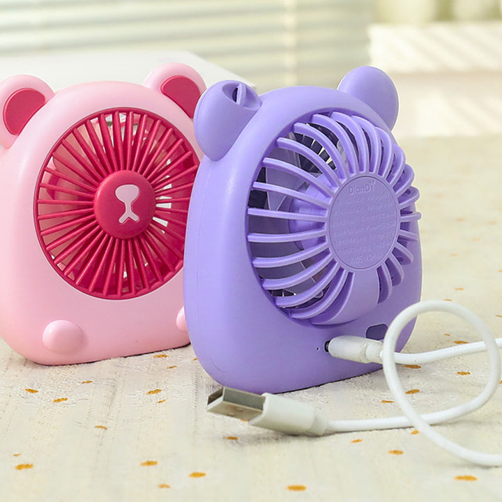 Ladies Portable Hand Fan with Creative Bear Design Bowlift