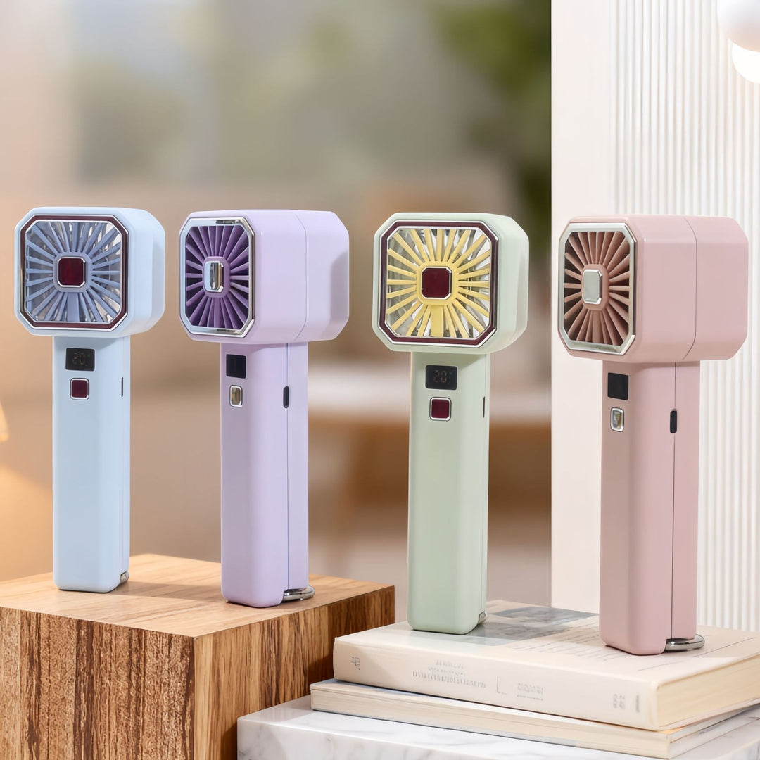 Women Portable Hand Fan with Digital Display Bowlift