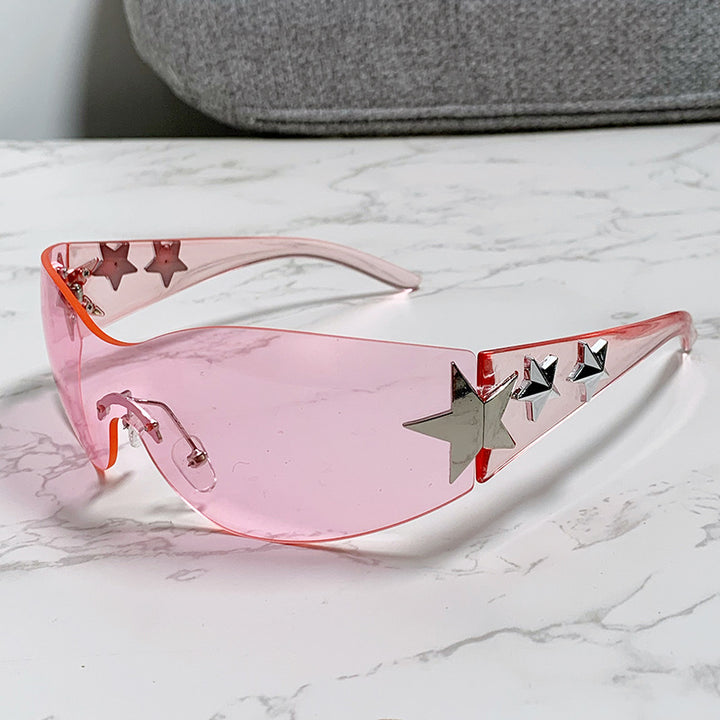 Women's stylish sports sunglasses with half-frame and striking star accents Bowlift