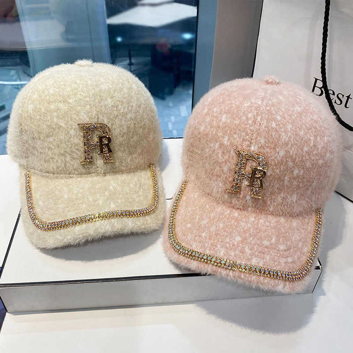Women's Luxurious Fleece Embellished Baseball Cap Bowlift