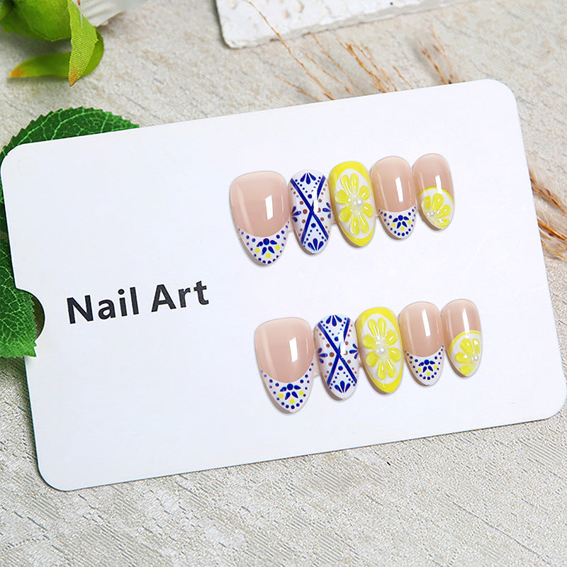 Creative Nail Art Set with Lemon and Flower Designs Bowlift