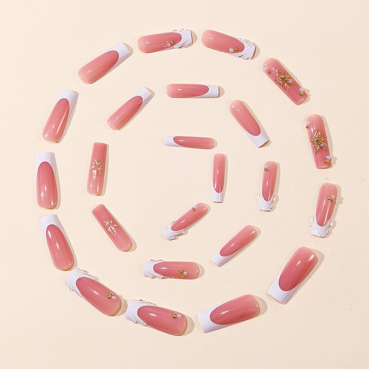 Decorative Floral 3D Acrylic Nail Art Extensions Bowlift