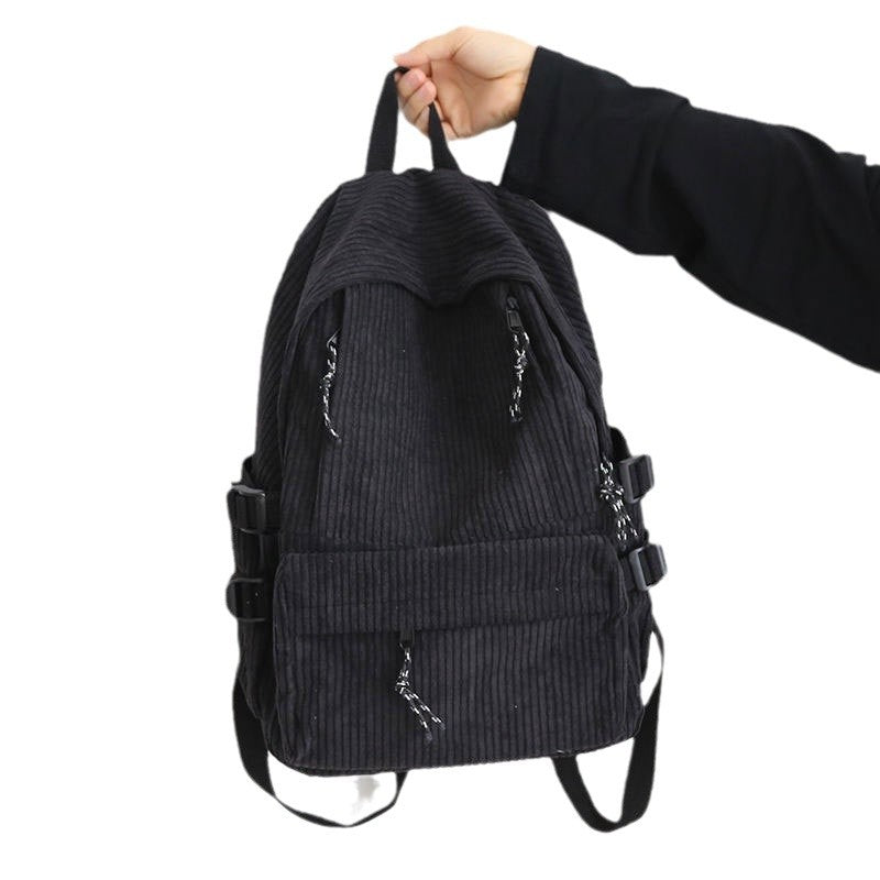 Cord-Backpack with Functional Zipper Pockets and Adjustable Shoulder Straps Bowlift