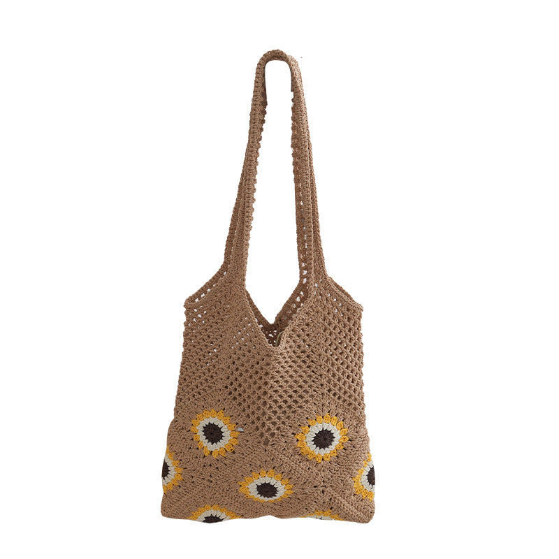Handcrafted Jute Bag with Colorful Flower Pattern Bowlift