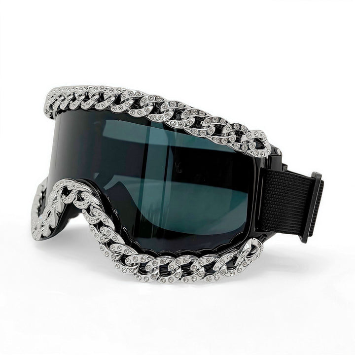 Unisex Ski Goggles with Sparkling Crystal Frame Bowlift