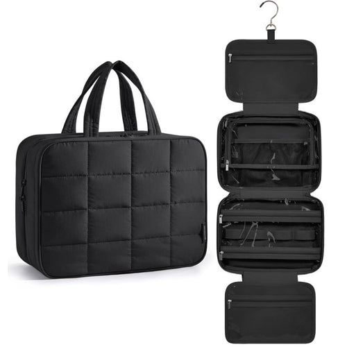 Jewelry Organizer Bag with Removable Hook and Transparent Compartment Division Bowlift