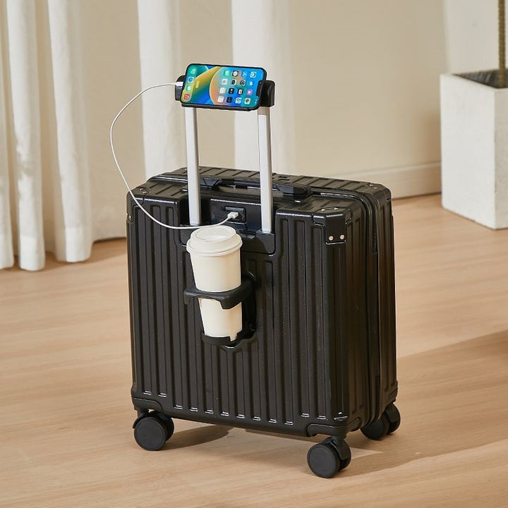 Hard-Shell Luggage With Integrated USB Port And Practical Cup Holder Bowlift