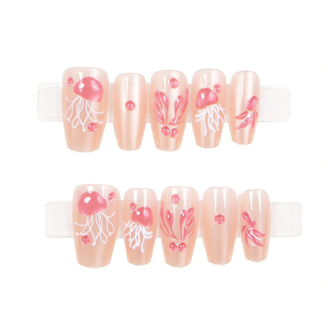 Artistic Jellyfish Press-On Nail Art Bowlift