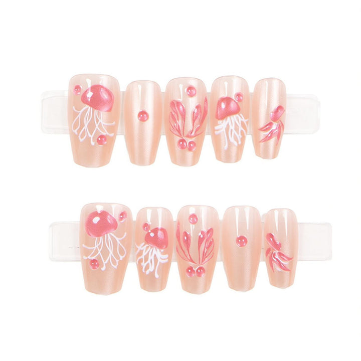 Artistic Jellyfish Press-On Nail Art Bowlift