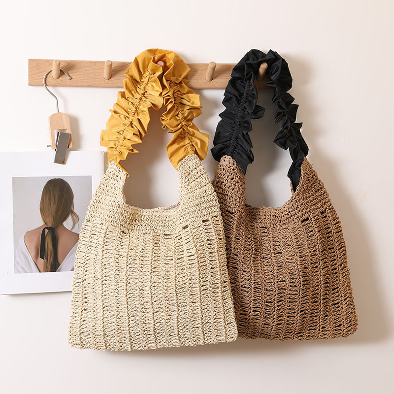 Elegant Handbag with Ruffled Handle Bowlift