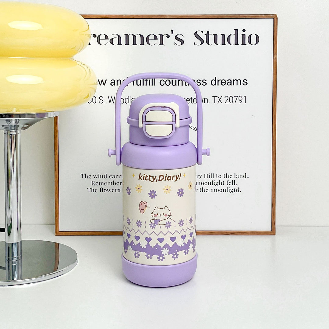 Women Insulated Drinking Bottle with Practical Carry Handle and Cute Design Bowlift