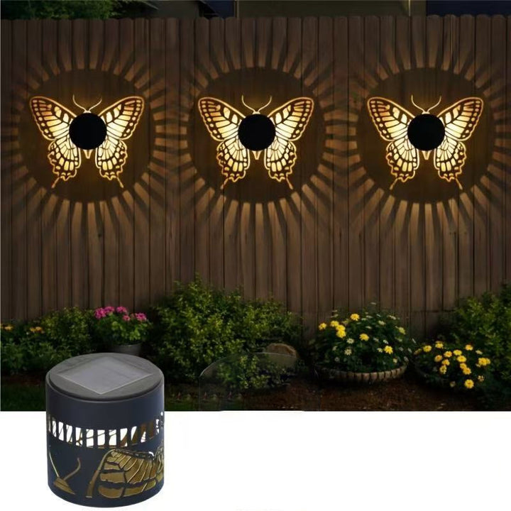 Outdoor Mandala Solar Projection Wall Lights With Patterned Metal Casing And Automatic Dusk-To-Dawn Sensor Bowlift