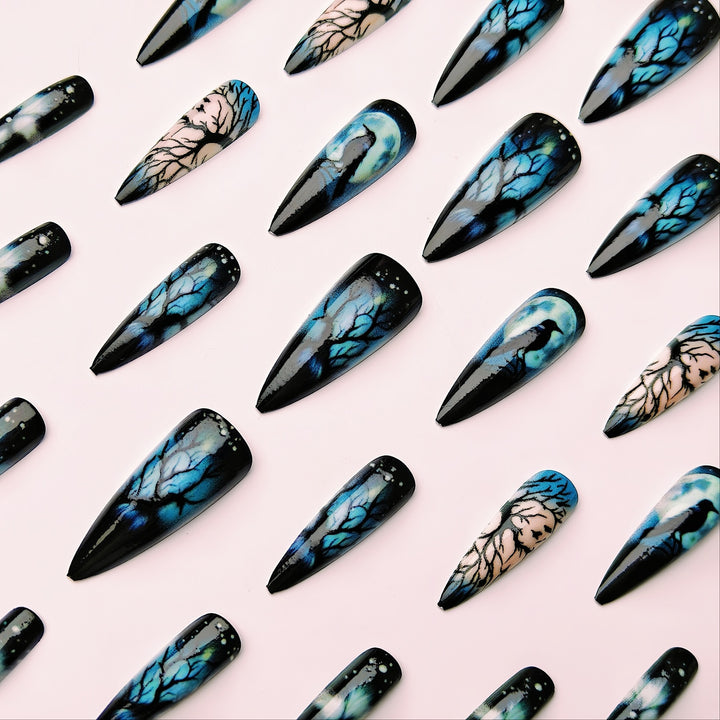 Artistic Midnight Theme Nail Art Bowlift