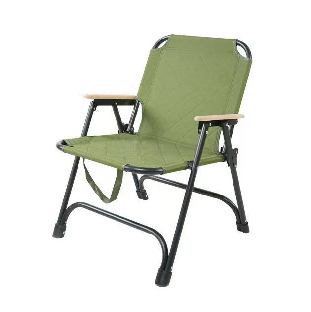 Ergonomic Folding Chair with Wooden Armrests Bowlift