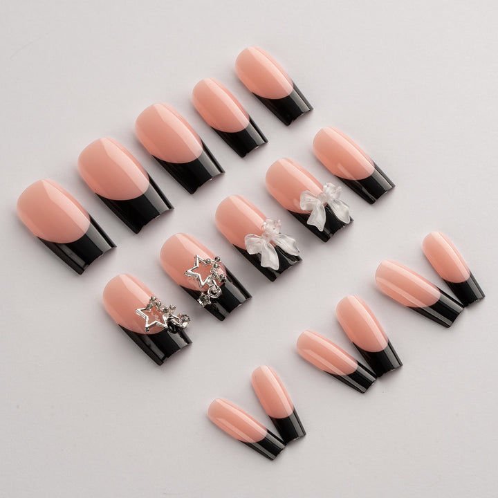 Glamorous artificial nail set with 3D bows and glitter decorations Bowlift