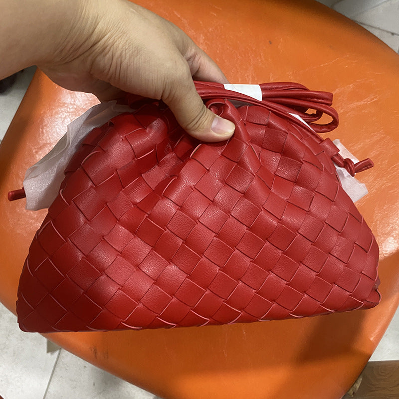 Elegant Woven Leather Bucket Bag Bowlift