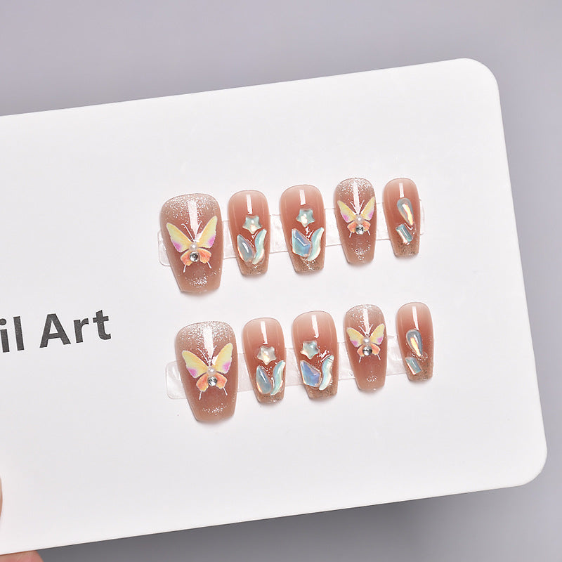 Glamorous Heart-Themed Press-On Nail Set Bowlift