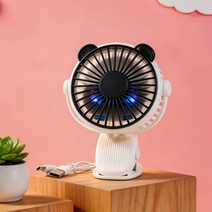 Women's portable table fan with flexible tilt and USB connection Bowlift