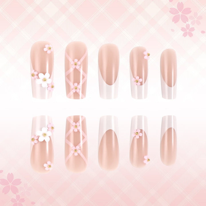 Decorative Floral Press-On Nails Bowlift