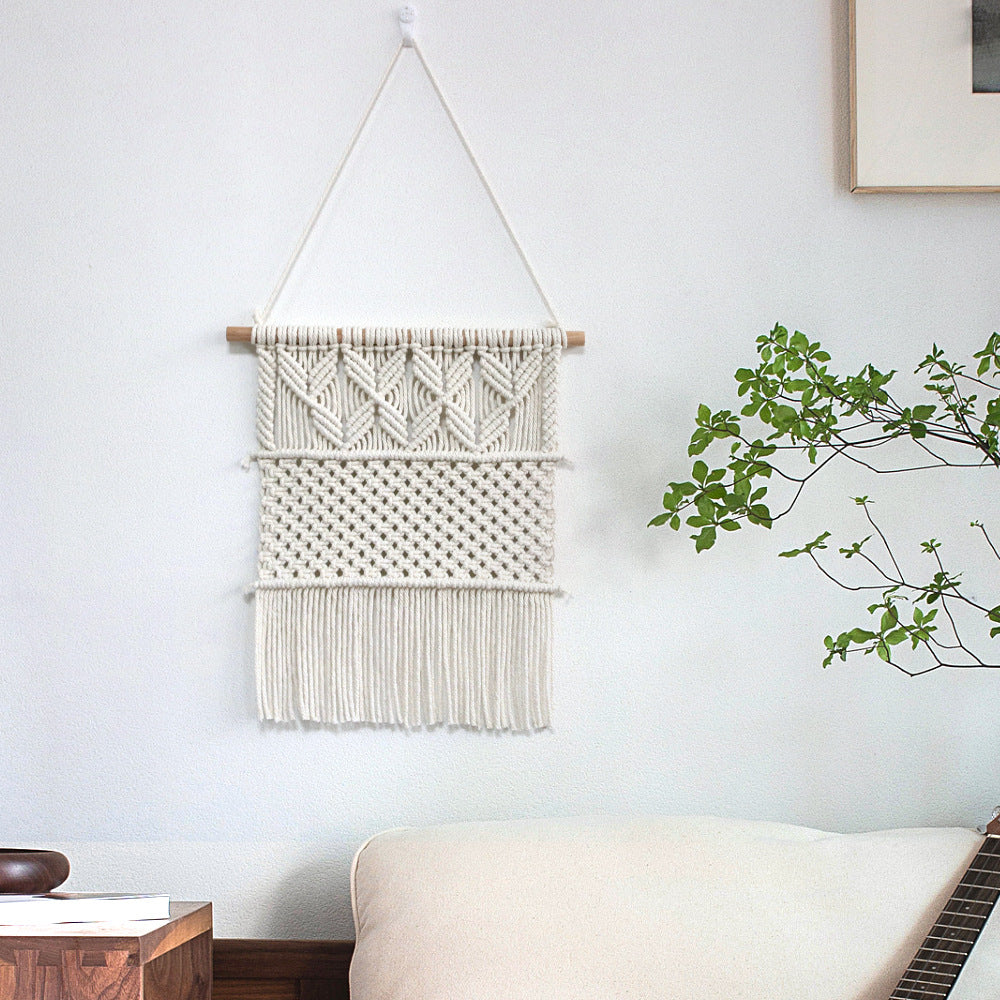 Handwoven macrame wall hanging in boho style