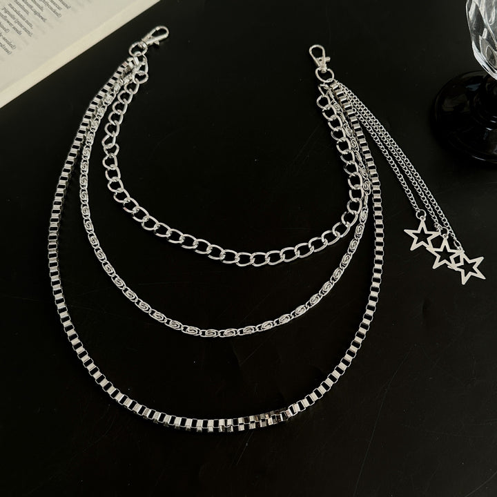 Fashionable chain belt with star pendants Bowlift