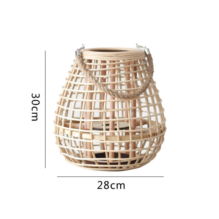 Decorative Rattan Lantern with Carry Handle Bowlift