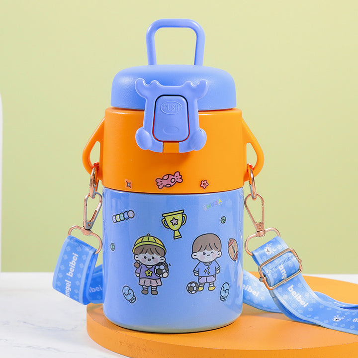 Women's Insulated Drinking Bottle with Multiple Carry Options and Cheerful Design Bowlift