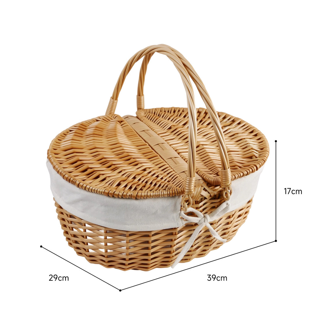 Women’s basket with decorative gingham fabric trim and sturdy handles Bowlift