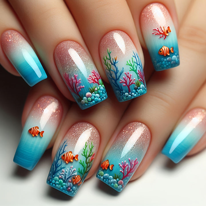 Ocean-Themed Artistic Nail Art Bowlift