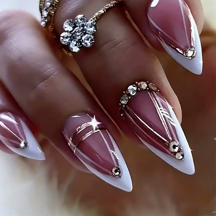 Artistic Nail Tips with Glitter Accents Bowlift