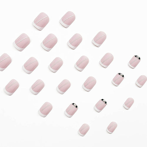 Art nail set with elegant French design and glittering accents Bowlift
