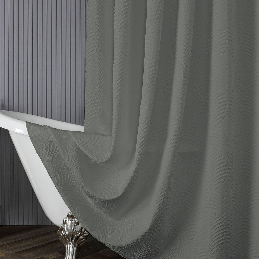 Textured Leaf Pattern Shower Curtain Bowlift