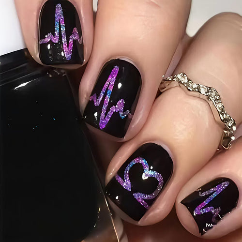 Heartbeat-Themed Nail Art Bowlift