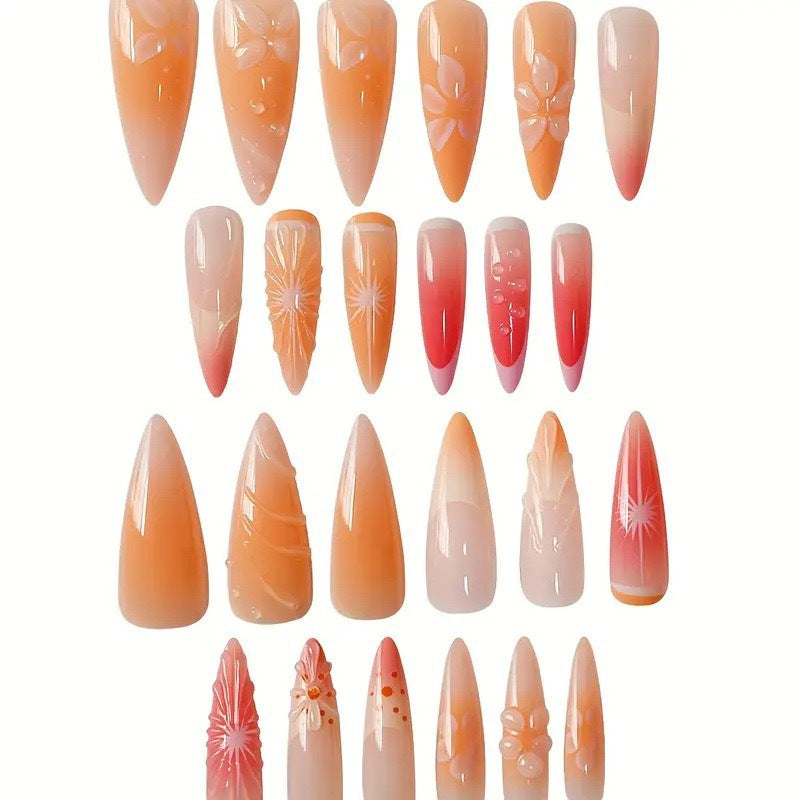 Exquisite Floral Press-On Nail Art Bowlift