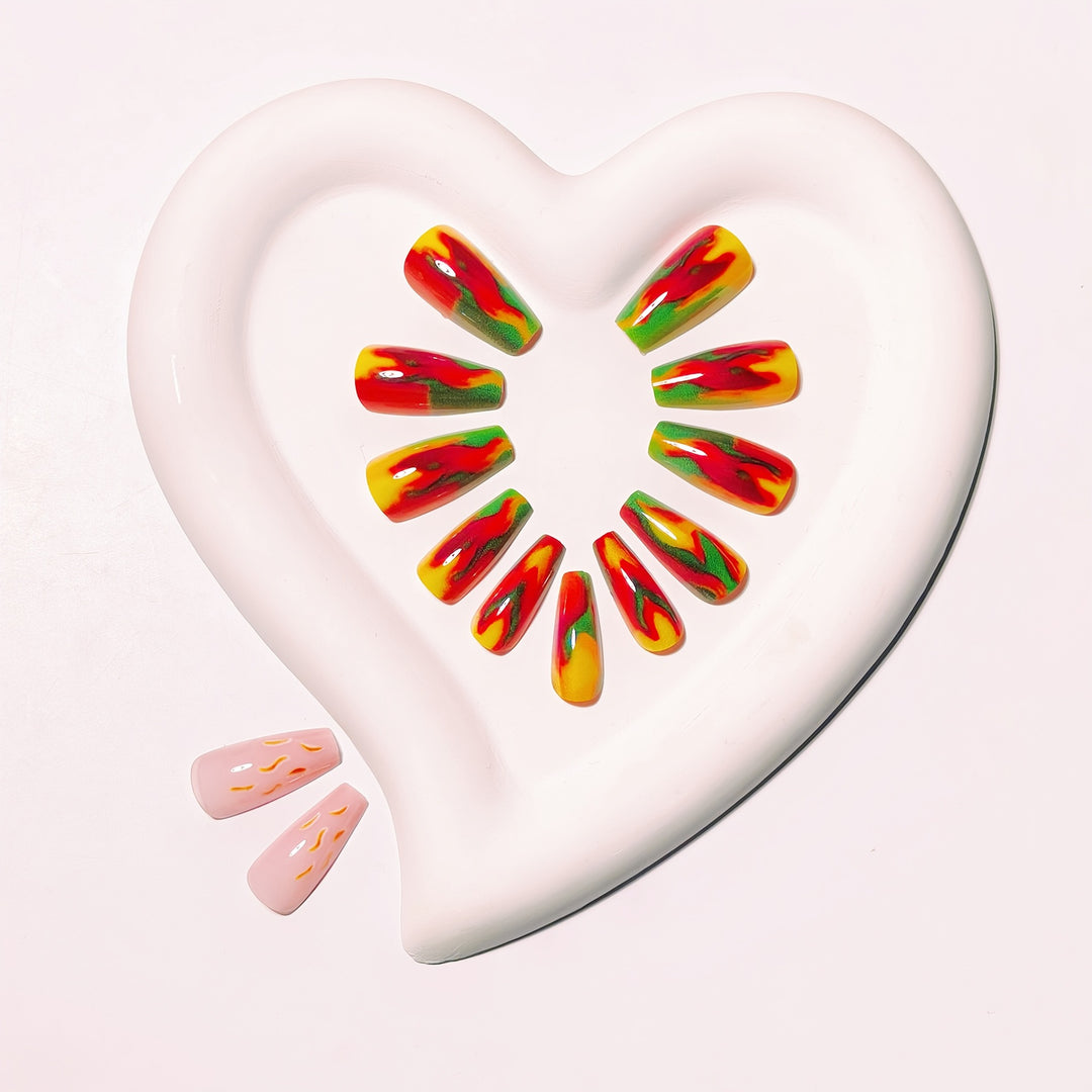 Artistic Flame-Effect Nail Art Bowlift