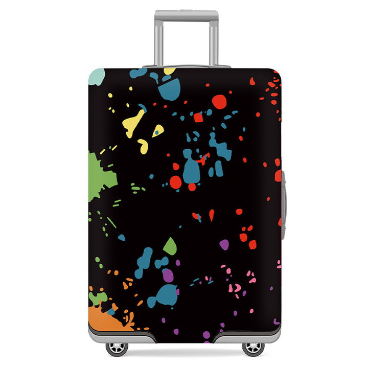 Unisex nan elastic motif suitcase cover made of stretchable polyester with handle and wheel openings Bowlift