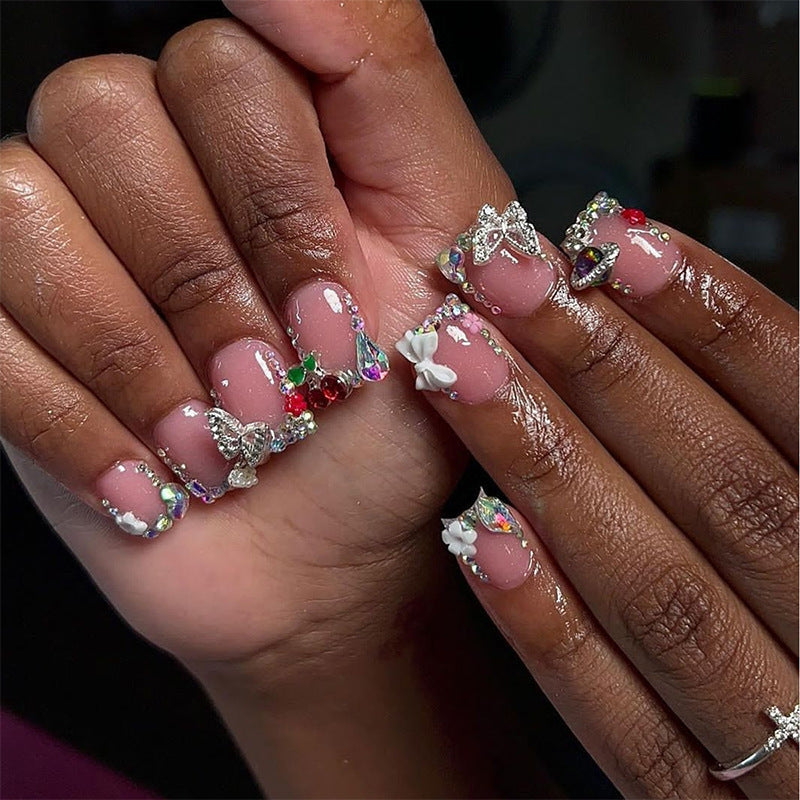 Acrylic Nail Set with Luxurious Accents Bowlift