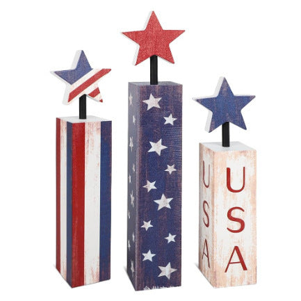 Unisex nan patriotic table decoration set with glittering star columns and flag pattern Bowlift