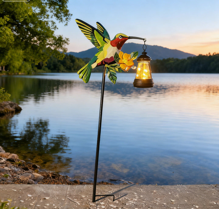 Decorative Solar Flamingo Garden Stake Lamp With Adjustable Metal Arm And Integrated LED Bowlift