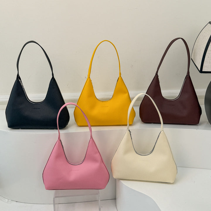 WoTextured Ribbed Hobo Handbag Bowlift