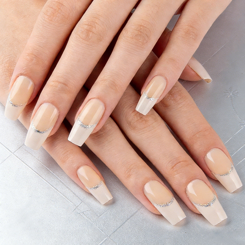 Elegant Press-On Nail Set with Rhinestone Accents Bowlift