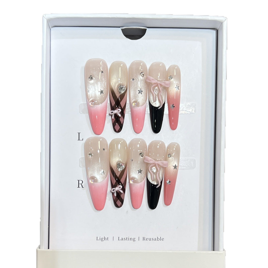 Premium Decorative Stiletto Press-On Nail Set Bowlift