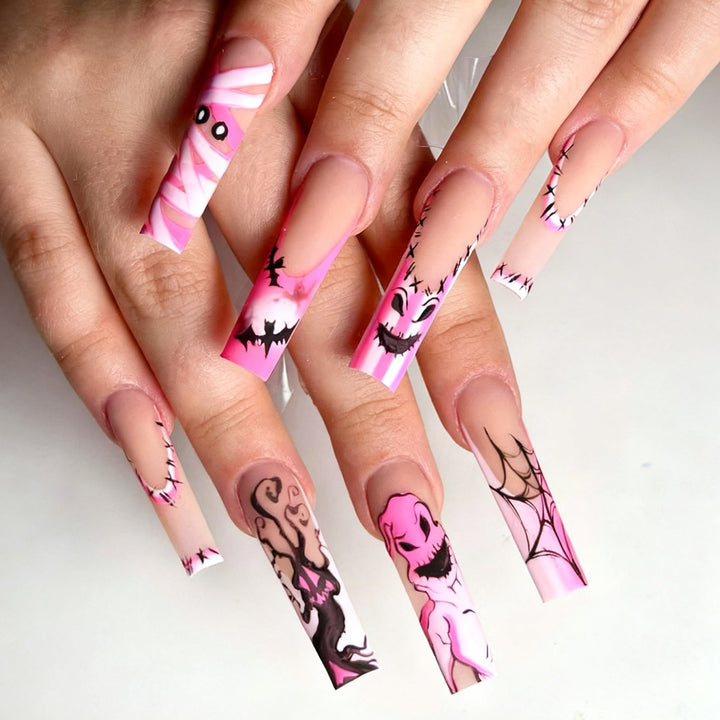 Theatrical Halloween-Themed Long Press-On Nails Bowlift