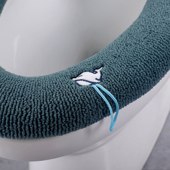 Plush Microfiber Toilet Seat Cover with Elastic Anti-Slip Strap Bowlift